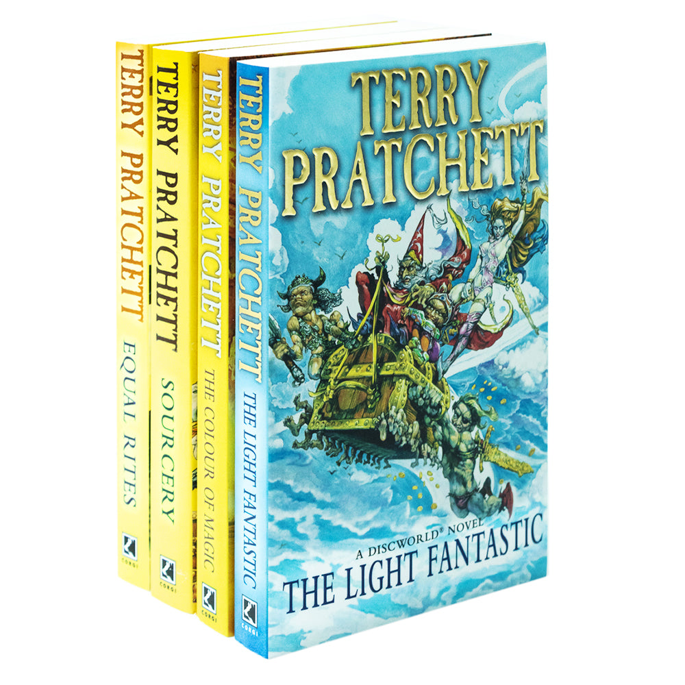 discworld novel series 1 :1 to 5 books collection set (the colour of magic,  the light fantastic, equal rites, mort, sourcery)