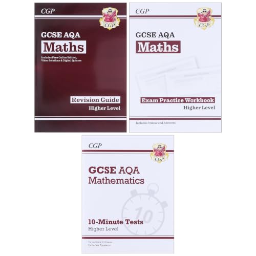 CGP GCSE Maths AQA Higher Level Exam Guide 3 Books Collection Set (Includes Online Edition, Videos and Quizzes)
