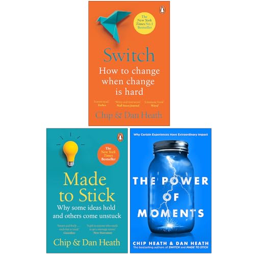 Switch, Made to Stick, The Power of Moments Collection 3 Books Set Chip Heath and Dan Heath