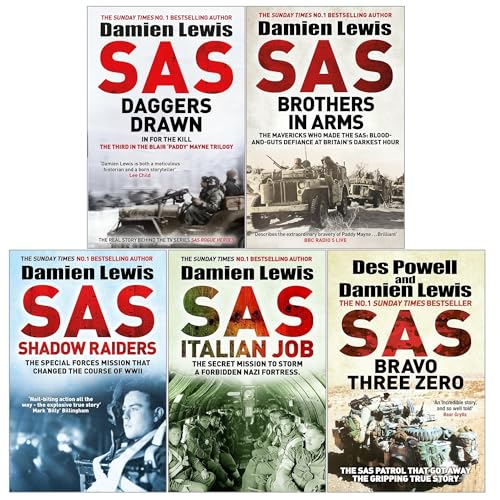 Damien Lewis 5 Books Collection Set (SAS Bravo Three Zero, SAS Brothers in Arms, SAS Daggers Drawn, SAS Shadow Raiders, SAS Italian Job)