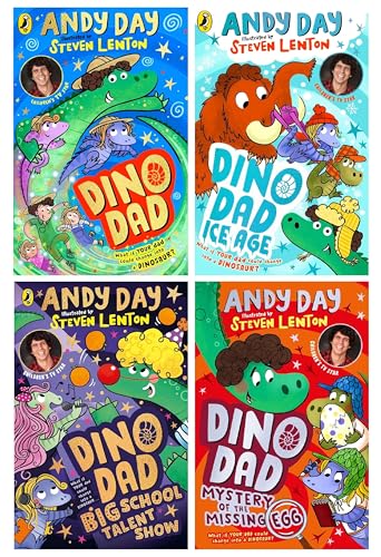 Dino Dad Series 4 Books Collection Set By Andy Day (Dino Dad, Ice Age, Big School Talent Show and Mystery of the Missing Egg)