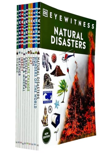DK Eyewitness 10 Books Collection Set (SET 2 ) (Natural Disasters, Wonders of the World, Fish, Cat, Climate Change, Crystal and Gem, Rock and Mineral, Insect, Weather, Titanic)