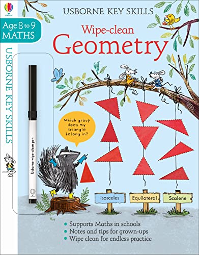 Wipe-Clean Geometry 8-9 (Usborne Wipe-Clean Key Skills By Holly Bathie