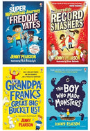 Jenny Pearson Collection 4 Books Set (The Super-Miraculous Journey of Freddie Yates, The Incredible Record Smashers, Grandpa Frank's Great Big Bucket List, The Boy Who Made Monsters)