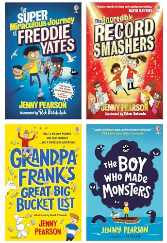 Jenny Pearson Collection 4 Books Set (The Super-Miraculous Journey of Freddie Yates, The Incredible Record Smashers, Grandpa Frank's Great Big Bucket List, The Boy Who Made Monsters)