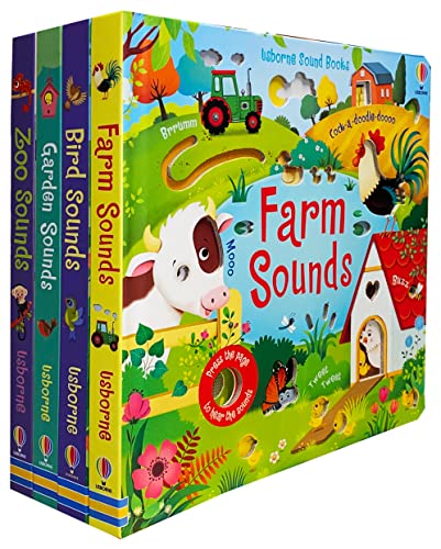 Usborne Sound Books Collection 4 Books Set  (Series 2) By Sam Taplin (Farm Sounds, Bird Sounds, Garden Sounds, Zoo Sounds)