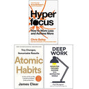 Hyperfocus, Atomic Habits, Deep Work 3 Books Collection Set