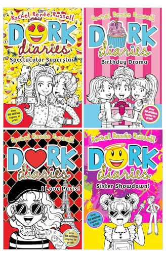 Dork Diaries Collection 4 Books Set (Volume 13-16) By Rachel Renee Russell (Birthday Drama!, Spectacular Superstar, I Love Paris!, Sister Showdown!)