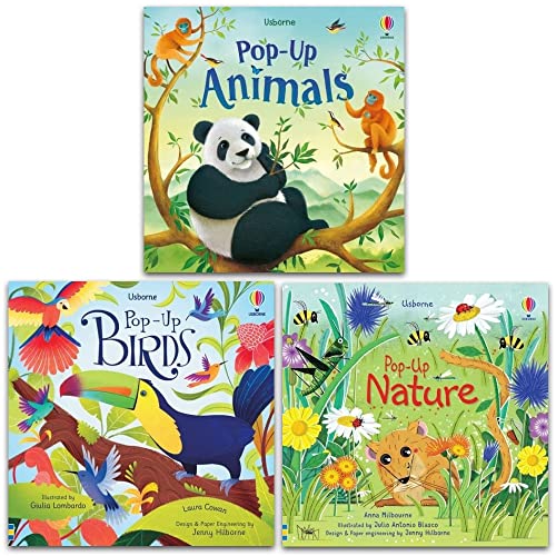 Usborne Pop Up Collection 3 books Set By Fiona Watt Series 2 (Pop-Up Nature, Pop-Up Animals, Pop-Up Birds)