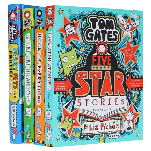 Tom Gates Series (Book 21-24) by Liz Pichon 4 Books Collection Set (Tom Gates: Pesky Pets and Parties [Hardback], Five Star Stories, Book of Everything and Ha! Ha! Hilarious)