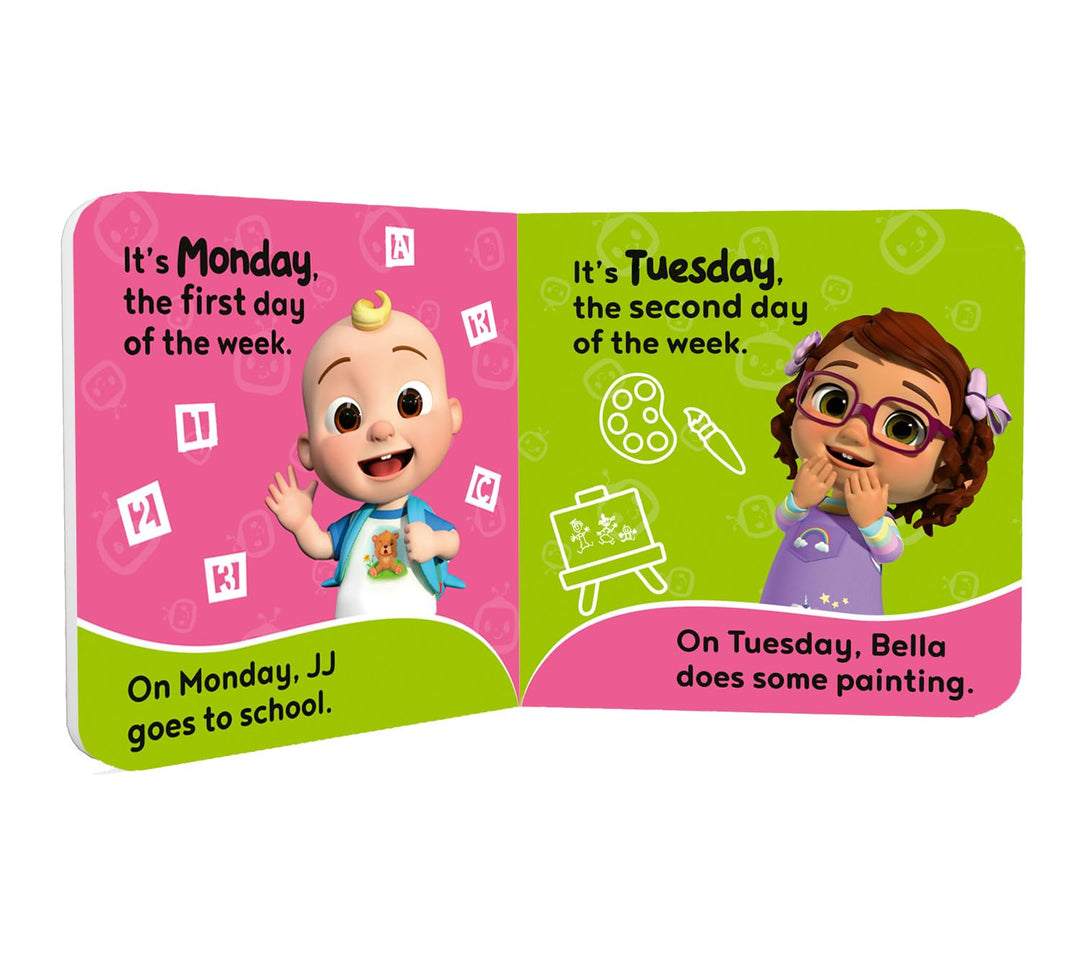 Cocomelon Little Learners Pocket Library 12 Board Books Collection Set (Animals, Fruit And Vegetables, Weather, Days of the Week, Family Time and More)