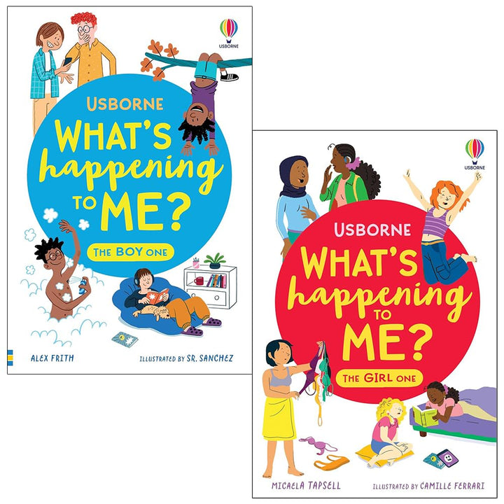Usborne What's Happening to Me? 2 Books Collection Set - The Boy One and The Girl One | Growing Up and Puberty Guide for Boys and Girls (Paperback) | Body Changes, Emotions, Hygiene and Relationships | Ages 9-14