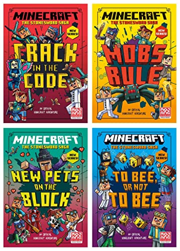 Minecraft Stonesword Saga Series 4 Books Collection Set By Nick Eliopulos (Minecraft: Crack in the Code!, Minecraft: Mobs Rule!, Minecraft: NEW PETS ON THE BLOCK & Minecraft: To Bee, Or Not to Bee!)