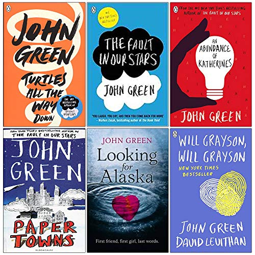 John Green Collection 6 Books Set (Turtles All the Way Down, The Fault in Our Stars, An Abundance of Katherines, Paper Towns, Looking For Alaska, Will Grayson Will Grayson)