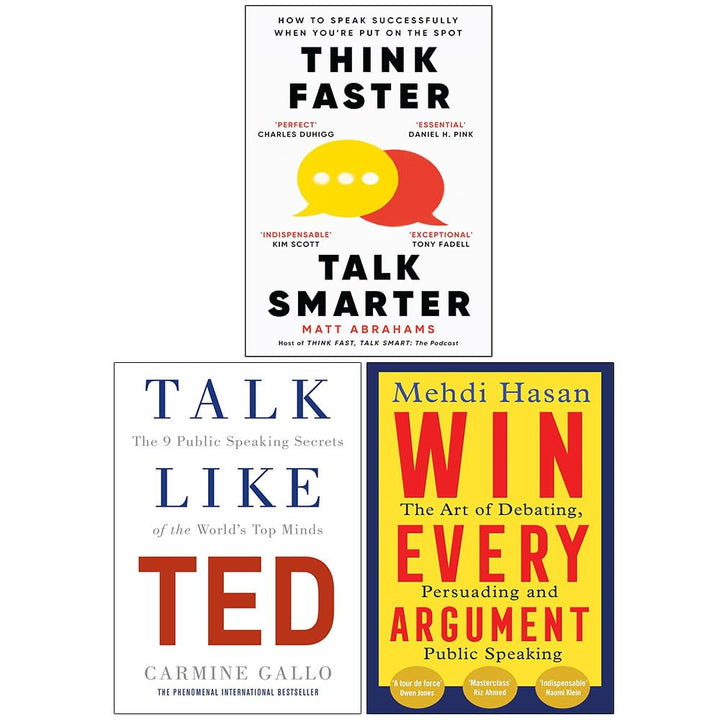 Think Faster, Talk Smarter, Talk Like TED & Win Every Argument 3 Books Collection Set | Communication, Public Speaking & Persuasion | Paperback