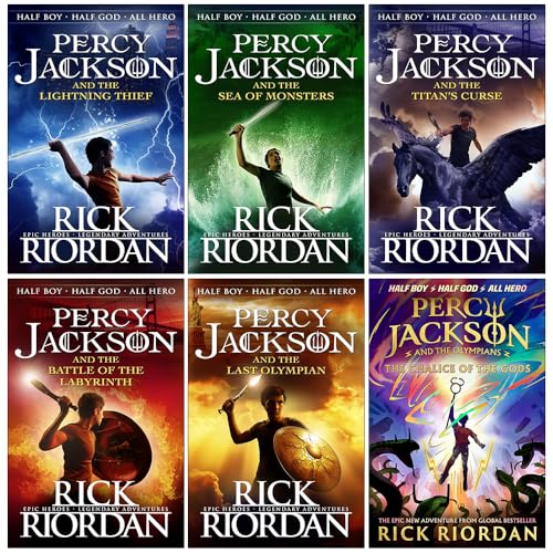 Percy Jackson and the Olympians Collection 6 Books Set By Rick Riordan (The Lightning Thief, Sea of Monsters,Titan's Curse,Battle of the Labyrinth,Last Olympian, The Chalice of the Gods)