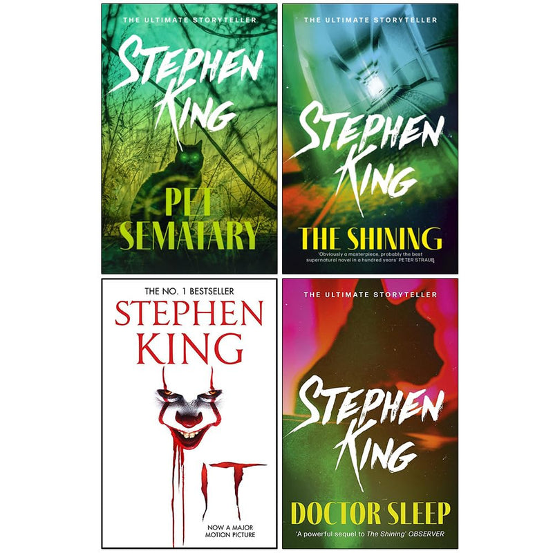 Stephen King Collection 4 Book Set – The Shining, Pet Sematary, IT, Doctor Sleep – Classic Horror, Thriller, Psychological Fiction, Paperback Novels