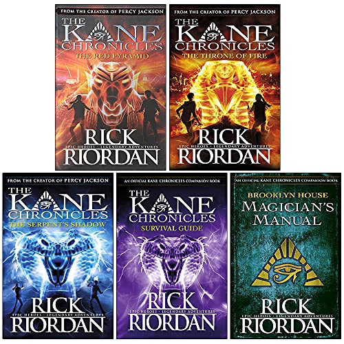 Rick Riordan Kane Chronicles Series 5 Books Collection Set (The Red Pyramid, The Throne of Fire, The Serpent's Shadow, [Hardcover] Survival Guide, [Hardcover] Brooklyn House Magician's Manual)