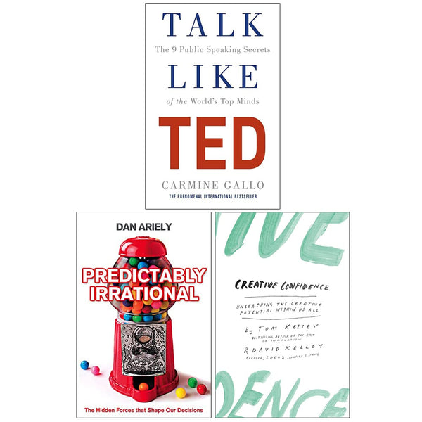 Talk Like TED, Predictably Irrational, Creative Confidence 3 Books Collection Set