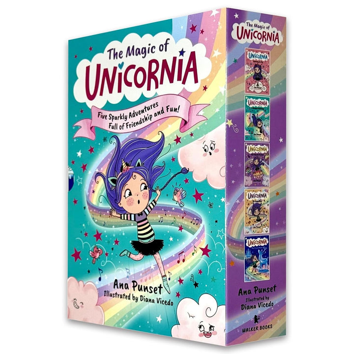 Unicornia Series 5 Books Collection Set By Ana Punset (Learning to Fly, A Magical Birthday, The Cupcake Contest, The Dance Show and The Frozen Palace)