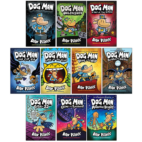 Dog Man Series 1–10 Paperback Book Collection by Dav Pilkey| Funny Children's Graphic Novels– Illustrated Adventures, Comics, Humor & Fiction for Kids