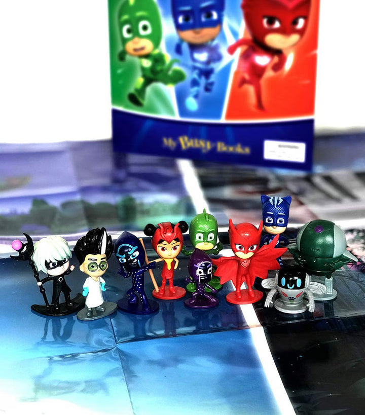PJ Masks My Busy Book – Storybook with 10 Figurines & Playmat | Catboy, Gekko & Owlette | Interactive Read & Play Set for Kids 3+