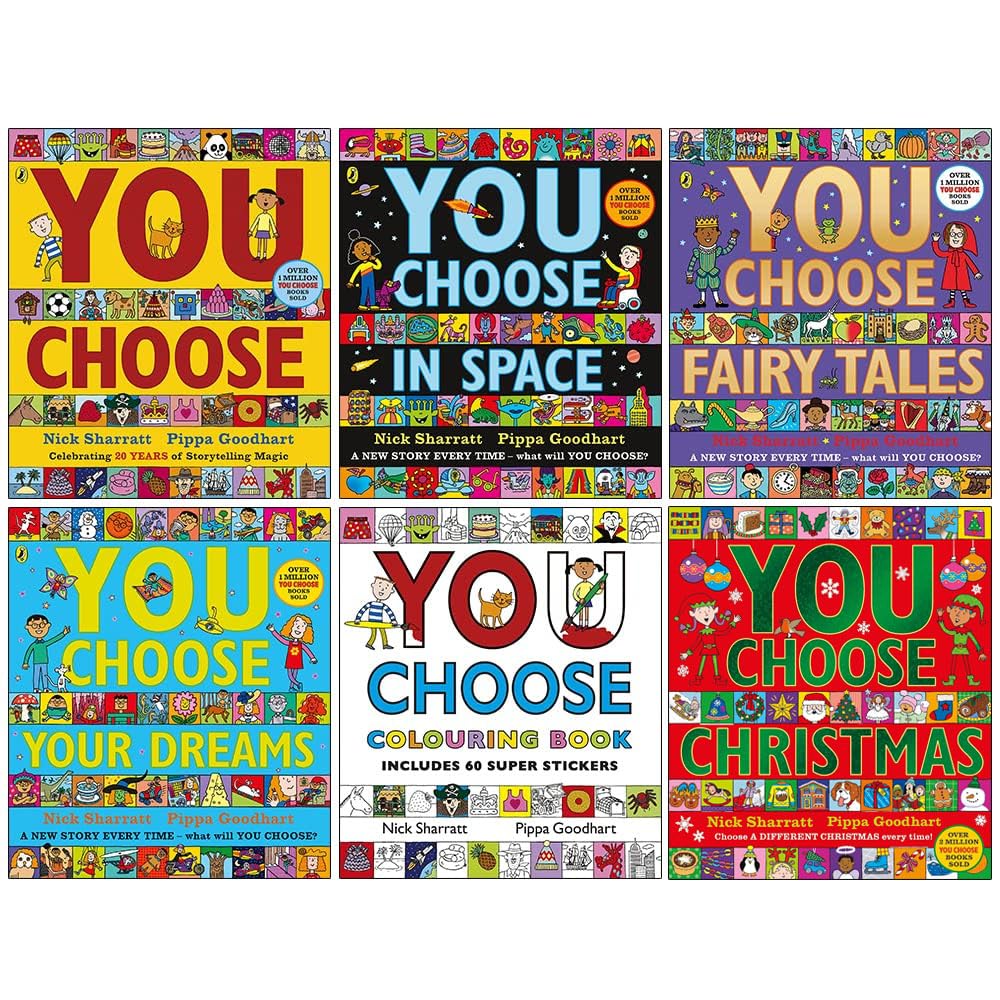 Pippa Goodhart You Choose Series 6 Books Collection Set (You Choose, You Choose Your Dreams, In Space, Fairy Tales, Colouring Book with Stickers, You Choose Christmas)
