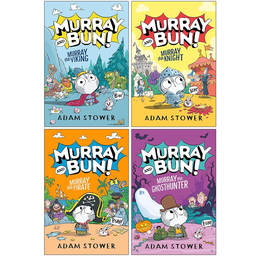 Murray and Bun Series 1-4 Books Collection Set By Adam Stower (Murray the Viking, Murray the Knight, Murray the Pirate and Murray the Ghosthunter)