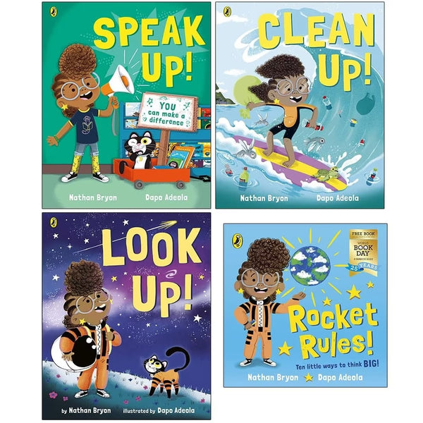 Nathan Bryon Collection 4 Books Set (Speak Up!, Clean Up!, Look Up! & Rocket Rules World Book Day