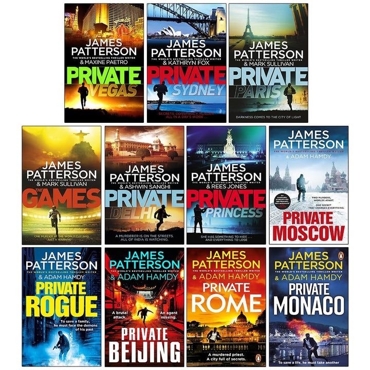 James Patterson Private Series 9 -19 Collection 11 Paperback Books Set (Private Vegas, Private Sydney, Private Paris, Private Delhi Private Monaco AND MORE!)