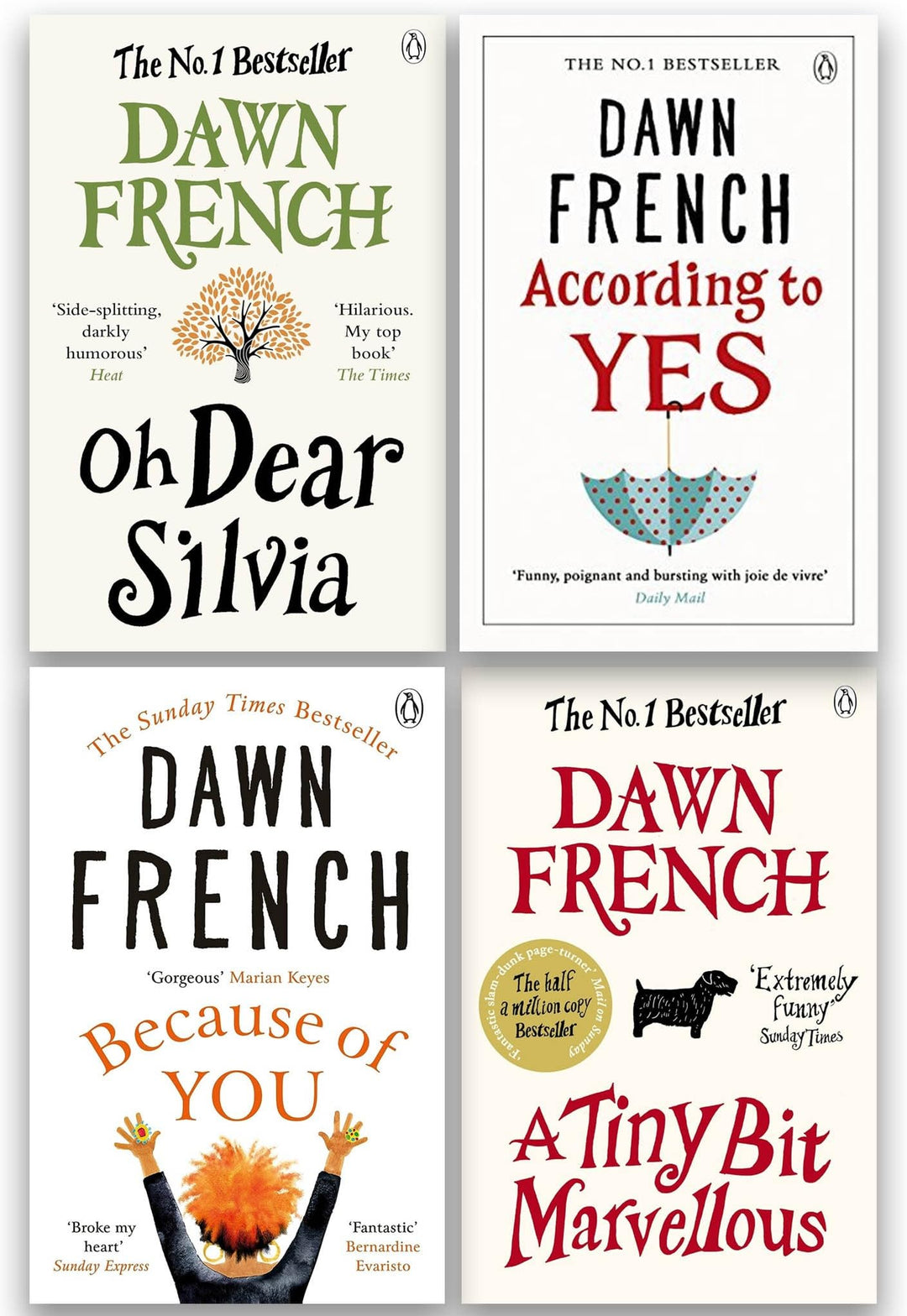 Dawn French Collection 4 Books Set (A Tiny Bit Marvellous, Oh Dear Silvia, According to Yes and Because of You)
