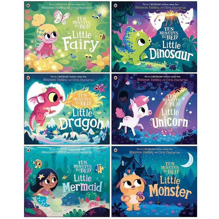 Ten Minutes to Bed Series 6 Books Collection Set By Rhiannon Fielding (Little Fairy, Little Dinosaur, Little Dragon, Little Unicorn, Little Mermaid, Little Monster) | Paperback