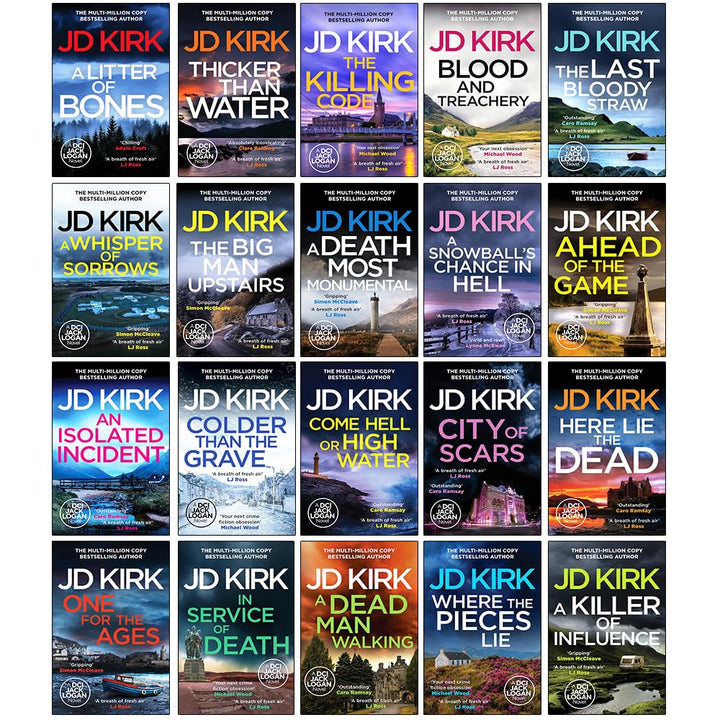 DCI Logan Crime Thrillers Series 1-20 Books Collection Set by JD Kirk (A Litter of Bones, Thicker Than Water,The Killing Code,Blood and Treachery,The Last Bloody Straw, A Whisper of Sorrows and More)