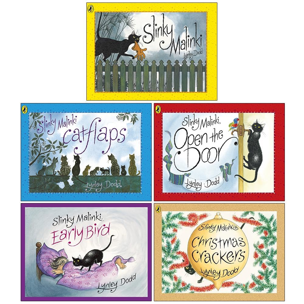 Lynley Dodd 5 Book Collection | Slinky Malinki, Hairy Maclary & Friends | Funny Illustrated Picture Books for Kids, Bedtime & Read Aloud