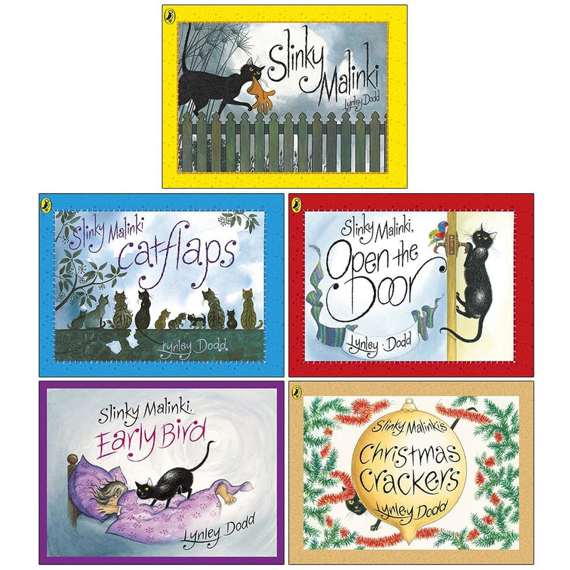 Lynley Dodd 5 Paperback Book Collection | Slinky Malinki, Hairy Maclary & Friends | Funny Illustrated Picture Books for Kids, Bedtime & Read Aloud