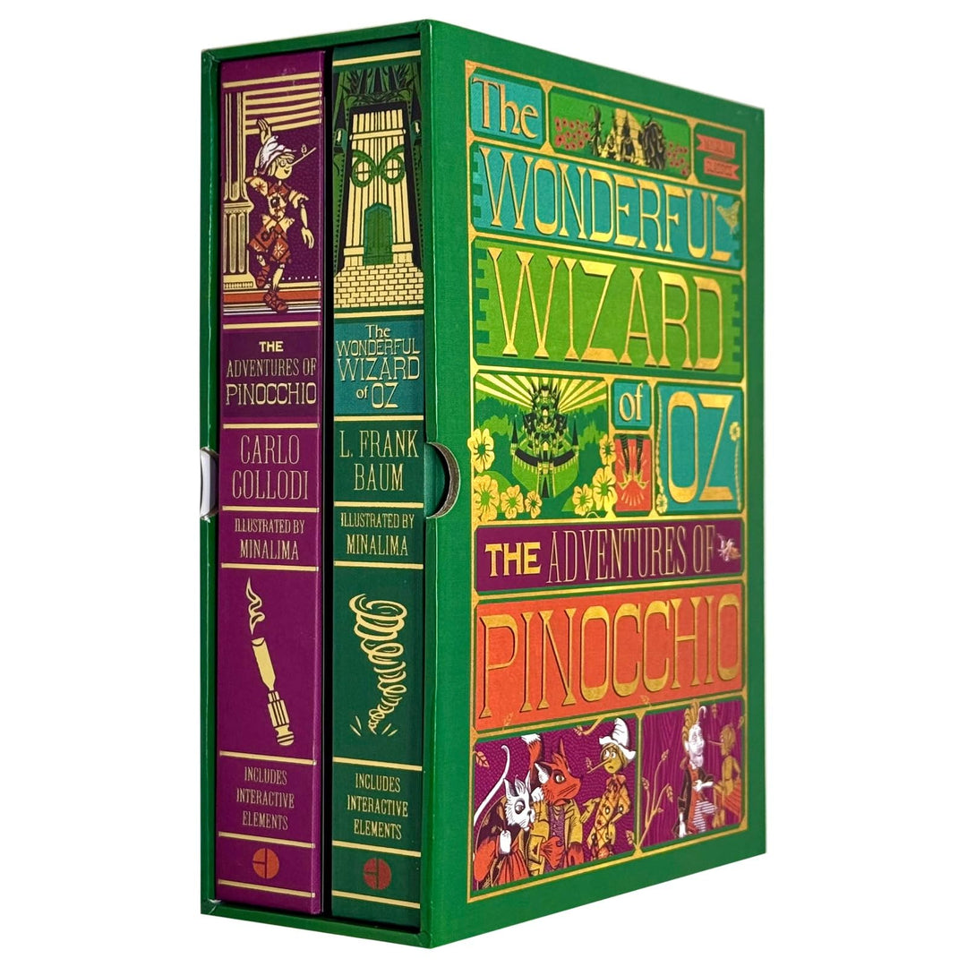 The Wonderful Wizard of Oz By L. Frank Baum and The Adventures of Pinocchio By Carlo Collodi (MinaLima Edition) 2 Books Collection Set