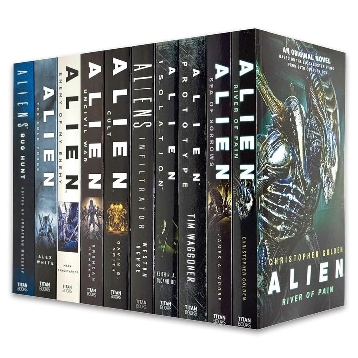 Alien Series 10 Books Collection Set by Tim Lebbon (River of Pain, Sea of Sorrows, Isolation, Infiltrator, Prototype, Cult, Uncivil War, Enemy of My Enemy, The Cold Forge, Bug Hunt)