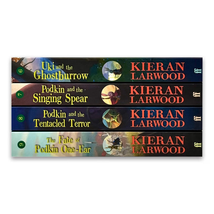 The World of Podkin One-Ear Series 6-9 Collection 4 Books Set by Kieran Larwood (Uki and the Ghostburrow, Podkin and the Singing Spear, Podkin and the Tentacled Terror & The Fate of Podkin One-Ear)
