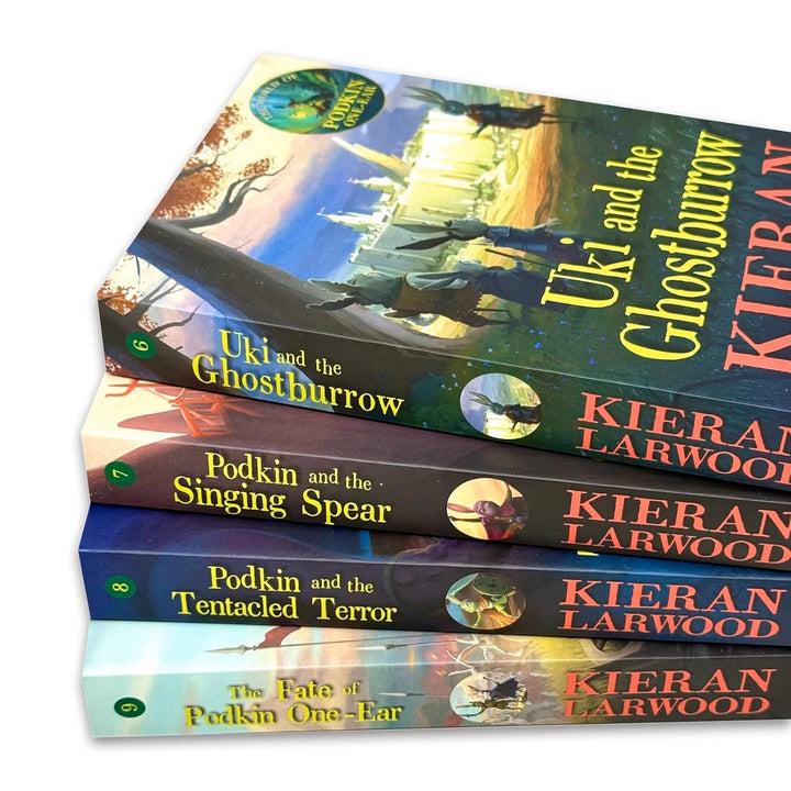 The World of Podkin One-Ear Series 6-9 Collection 4 Books Set by Kieran Larwood (Uki and the Ghostburrow, Podkin and the Singing Spear, Podkin and the Tentacled Terror & The Fate of Podkin One-Ear)
