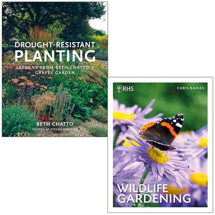 Drought-Resistant Planting By Beth Chatto and RHS Companion to Wildlife Gardening By Chris Baines 2 Books Collection Set