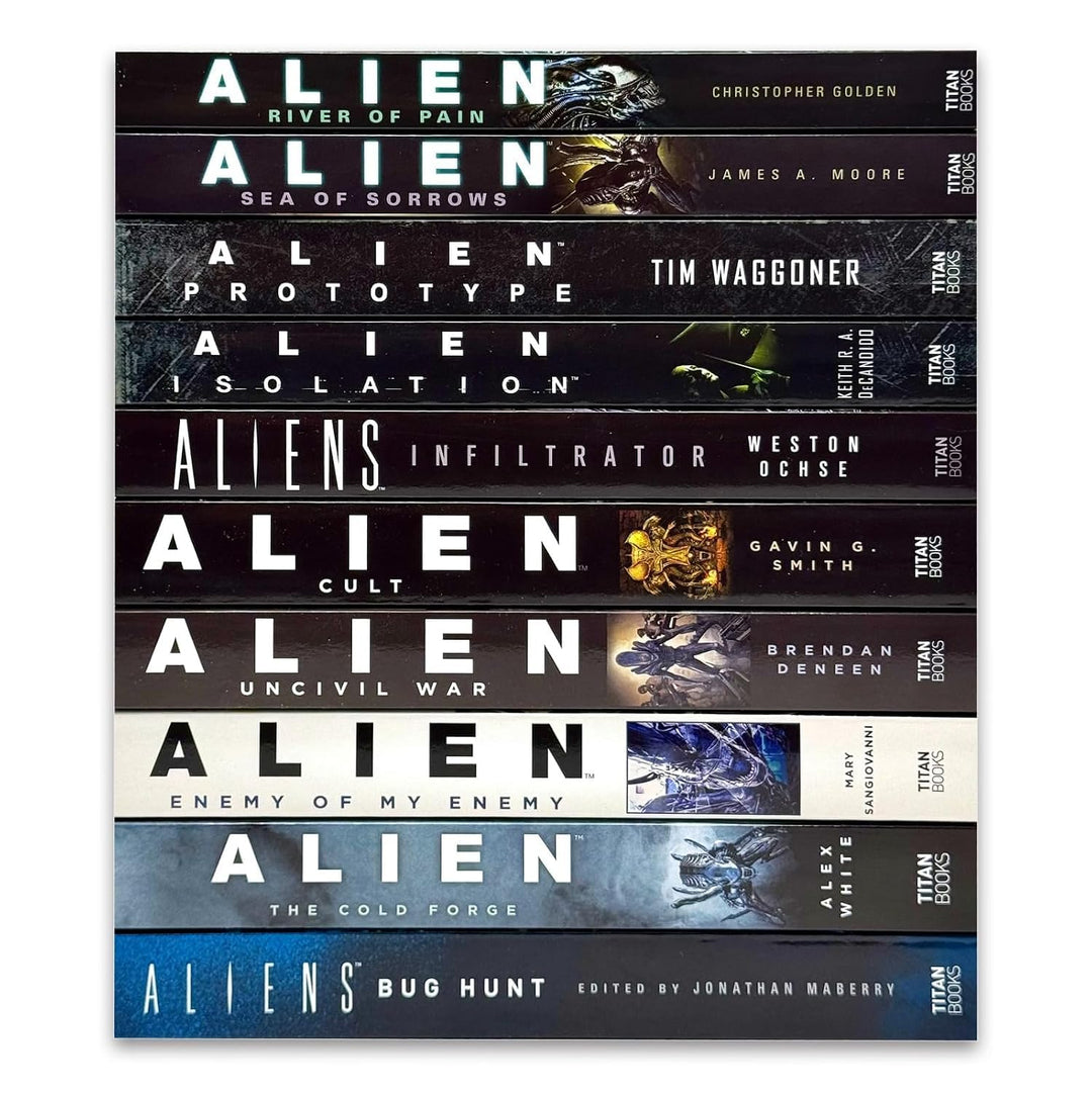 Alien Series 10 Books Collection Set by Tim Lebbon (River of Pain, Sea of Sorrows, Isolation, Infiltrator, Prototype, Cult, Uncivil War, Enemy of My Enemy, The Cold Forge, Bug Hunt)