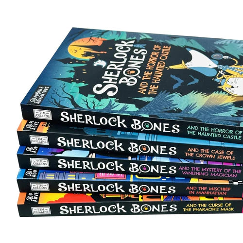 Adventures of Sherlock Bones By Tim Collins 5 Books Collection Set (Horror of the Haunted Castle, Mischief in Manhattan, Curse of the Pharaoh's Mask, Mystery of the Vanishing Magician and the Case of the Crown Jewel) | Paperback