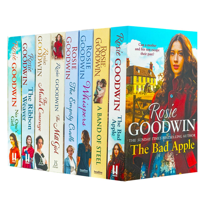 Rosie Goodwin 8 Books Collection Set (The Maid's Courage, Ribbon Weaver, No One's Girl, The Mill Girl, Bad Apple, A Band of Steel, Whispers, The Empty Cradle)