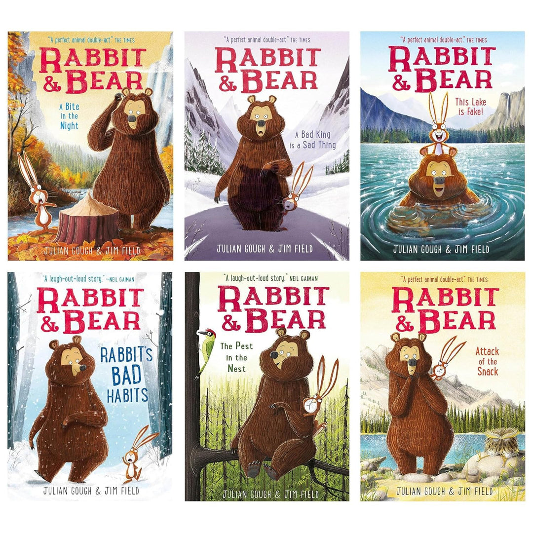 The Rabbit and Bear Collection 6 Books Set (This Lake is Fake!, Rabbit's Bad Habits, The Pest in the Nest, Attack of the Snack, A Bite in the Night and A Bad King is a Sad Thing) by Julian Gough