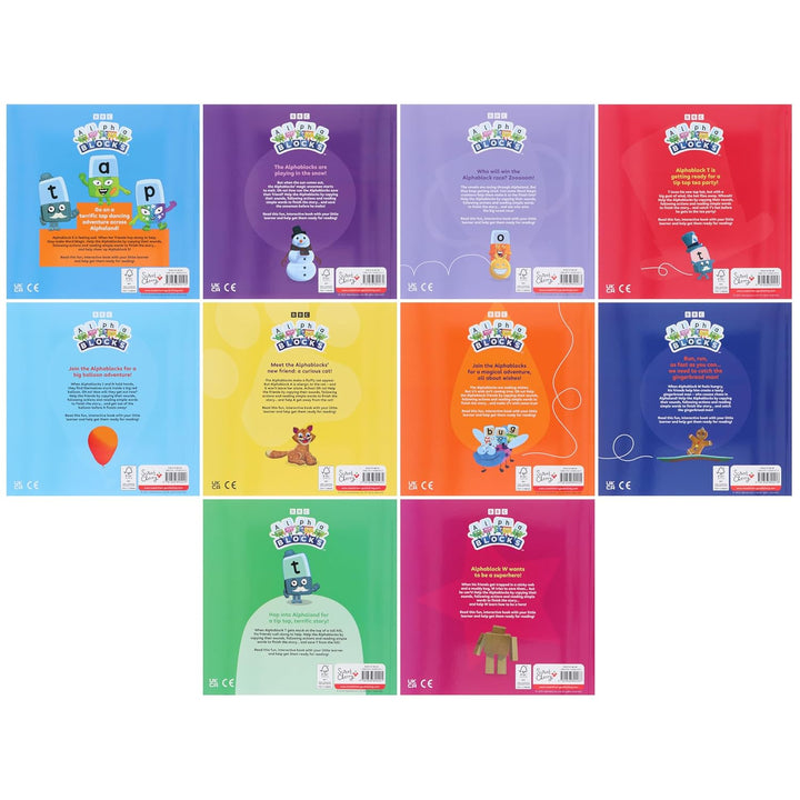 Alphablocks Read Together Interactive Children's 10 Picture Books Collection Set (Wonderful Wishes, The Curious Cat, Catch That Hat, The Magic ... Stuck and 4 More) for Early Readers