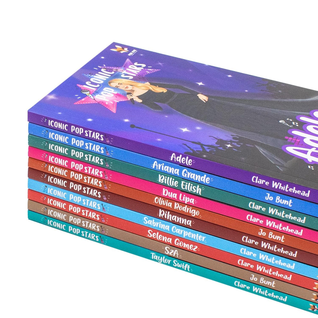 Iconic Music Popstars 10 Story Books Box Set: Rise to Becoming a Superstar (Taylor Swift, Sabrina Carpenter, Ariana Grande, Billie Eilish, SZA, Olivia ... Gomez, Adele, Dua Lipa) (Iconic Popstars) | Paperback