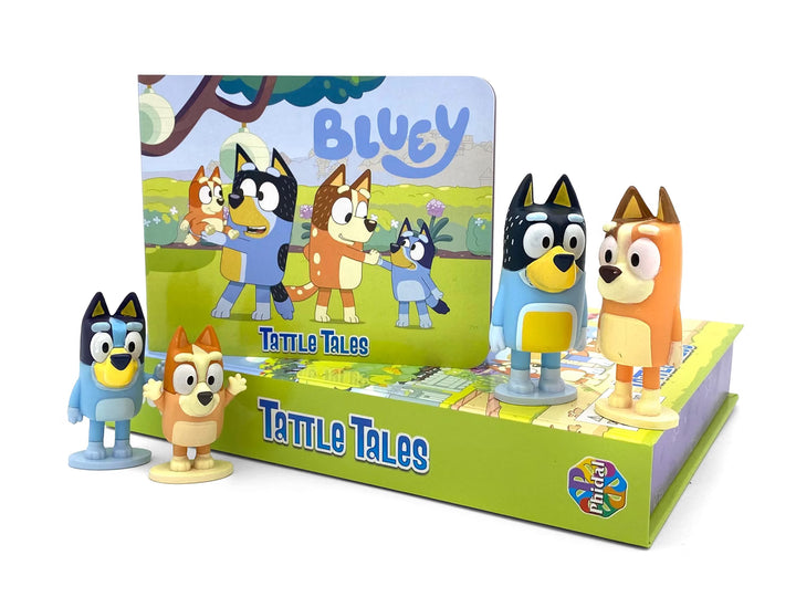 Bluey Tattle Tales Activity Book for Kids- 12-Page Illustrated Storybook with 4 figurines