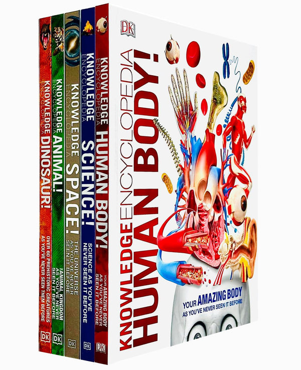 DK Knowledge Encyclopedias 5-Book Collection | Educational & Fun Hardback Set for Kids – Science, Space, Human Body, Animals & Dinosaurs