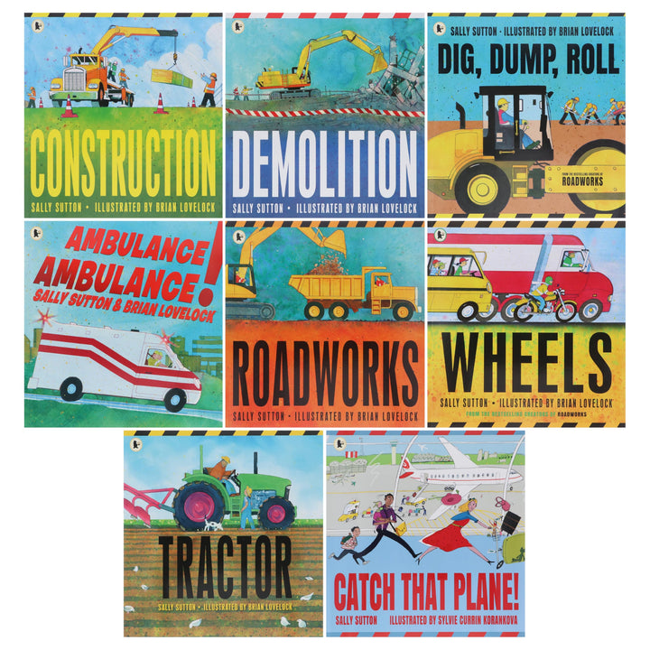 The Construction Crew Series by Sally Sutton | 8 Children's Picture Books Collection Set | Construction, Demolition, Roadworks, Tractor & More