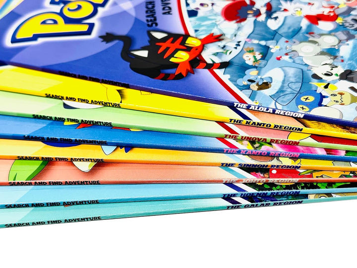 Pokémon Search and Find Adventure 8 Books Collection Set | Paperback (The Alola Region, The Kanto Region, The Unova Region, The Kalos Region, Sinnoh Region, Johto Region, Hoenn Region and Galar Region)